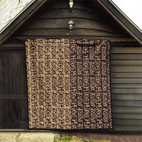 Tribe Script Quilt with Bold Mudcloth Symbols and Brown Tan Split Design - Wonder Print Shop