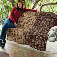 Tribe Script Quilt with Bold Mudcloth Symbols and Brown Tan Split Design - Wonder Print Shop
