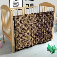 Tribe Script Quilt with Bold Mudcloth Symbols and Brown Tan Split Design - Wonder Print Shop