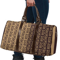 Tribe Script Travel Bag with Bold Mudcloth Symbols and Brown Tan Split Design - Wonder Print Shop