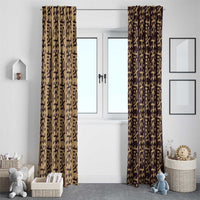 Tribe Script Window Curtain with Bold Mudcloth Symbols and Brown Tan Split Design - Wonder Print Shop