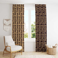 Tribe Script Window Curtain with Bold Mudcloth Symbols and Brown Tan Split Design - Wonder Print Shop