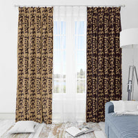 Tribe Script Window Curtain with Bold Mudcloth Symbols and Brown Tan Split Design - Wonder Print Shop