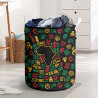 African Map Symbol Laundry Basket with Red Yellow Green Tribal Symbols and Empowering Pattern - Wonder Print Shop