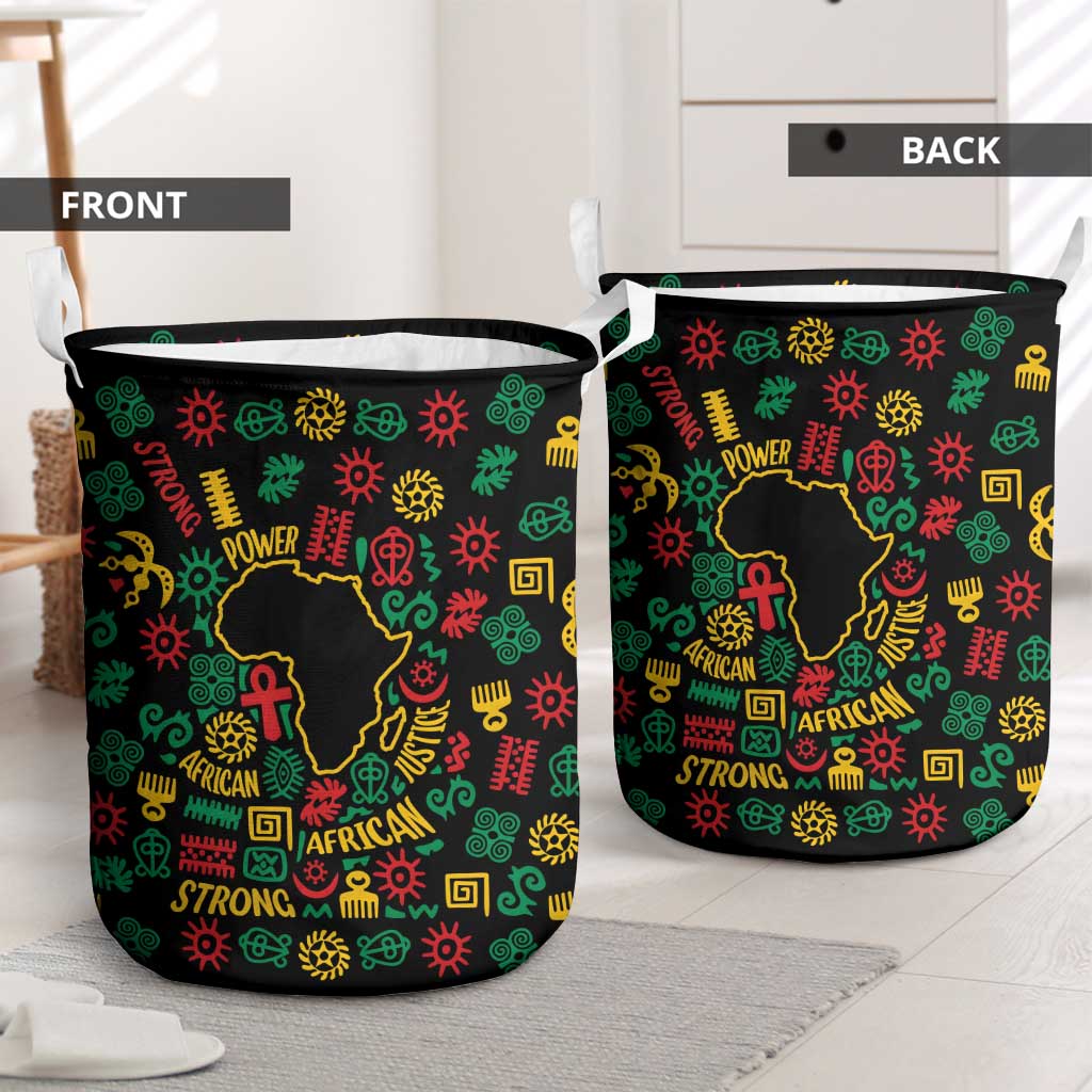 African Map Symbol Laundry Basket with Red Yellow Green Tribal Symbols and Empowering Pattern - Wonder Print Shop