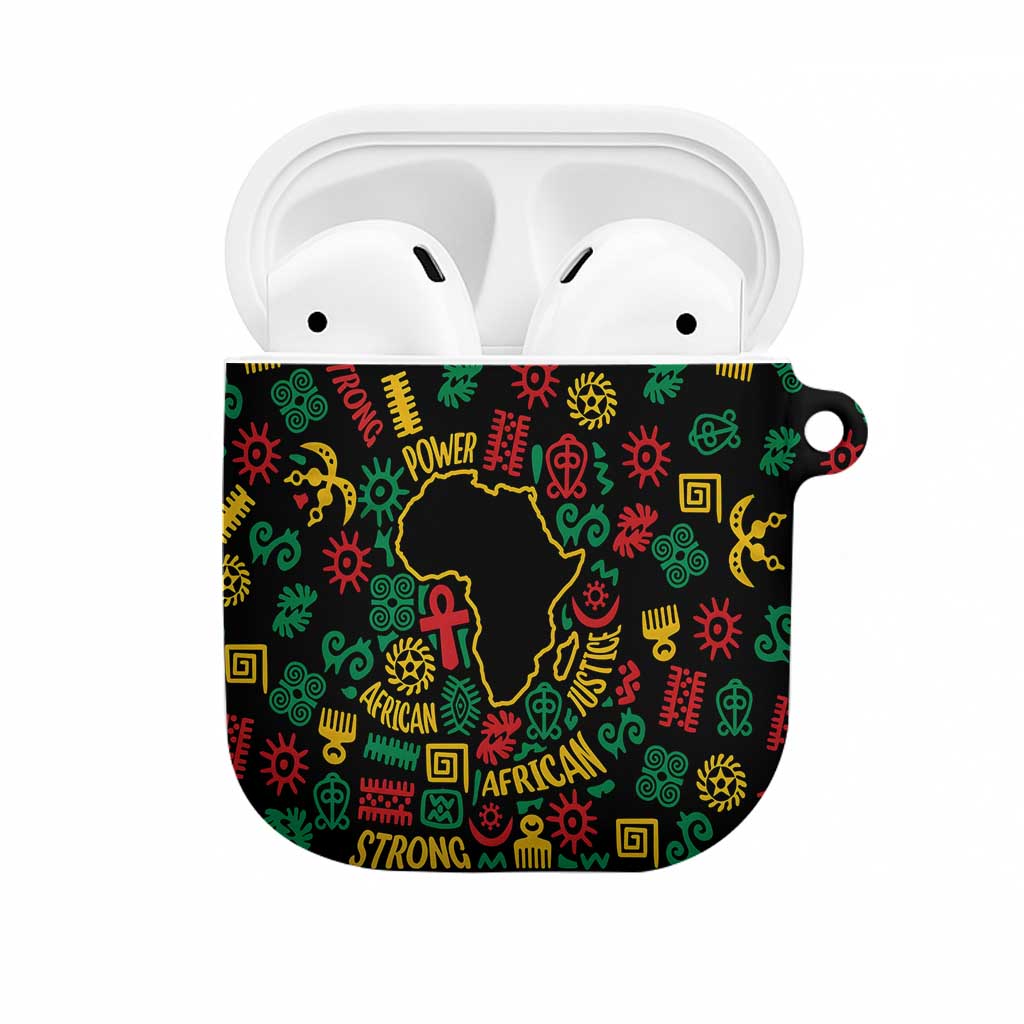 African Map Symbol AirPods Case with Red Yellow Green Tribal Symbols and Empowering Pattern - Wonder Print Shop
