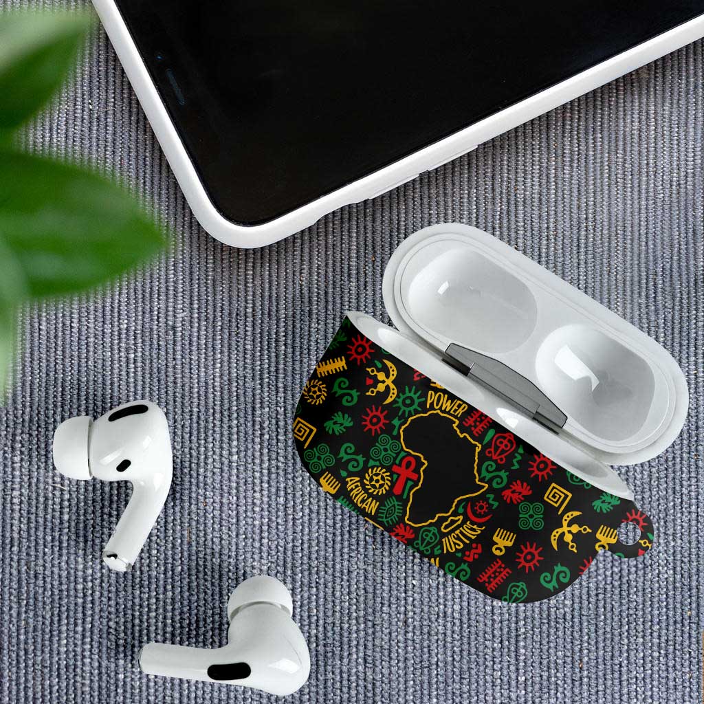 African Map Symbol AirPods Case with Red Yellow Green Tribal Symbols and Empowering Pattern - Wonder Print Shop