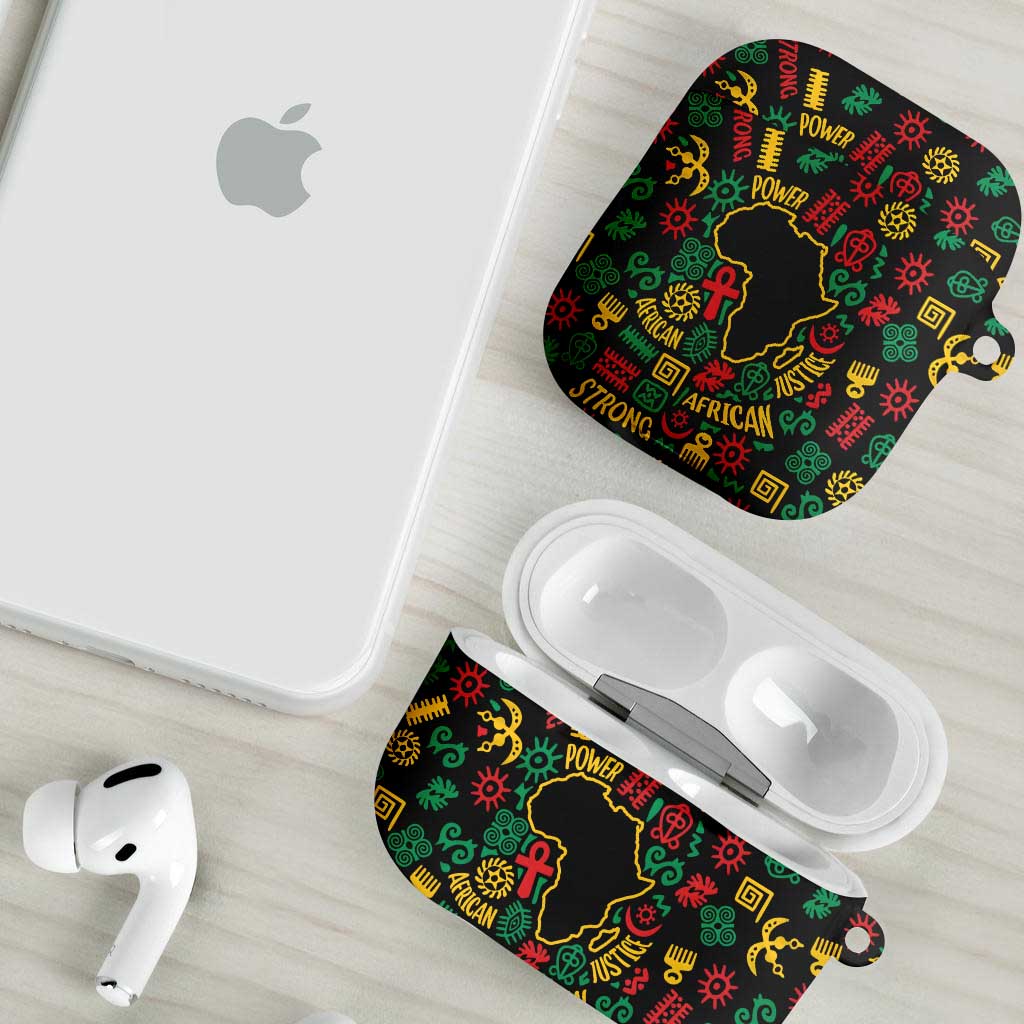 African Map Symbol AirPods Case with Red Yellow Green Tribal Symbols and Empowering Pattern - Wonder Print Shop