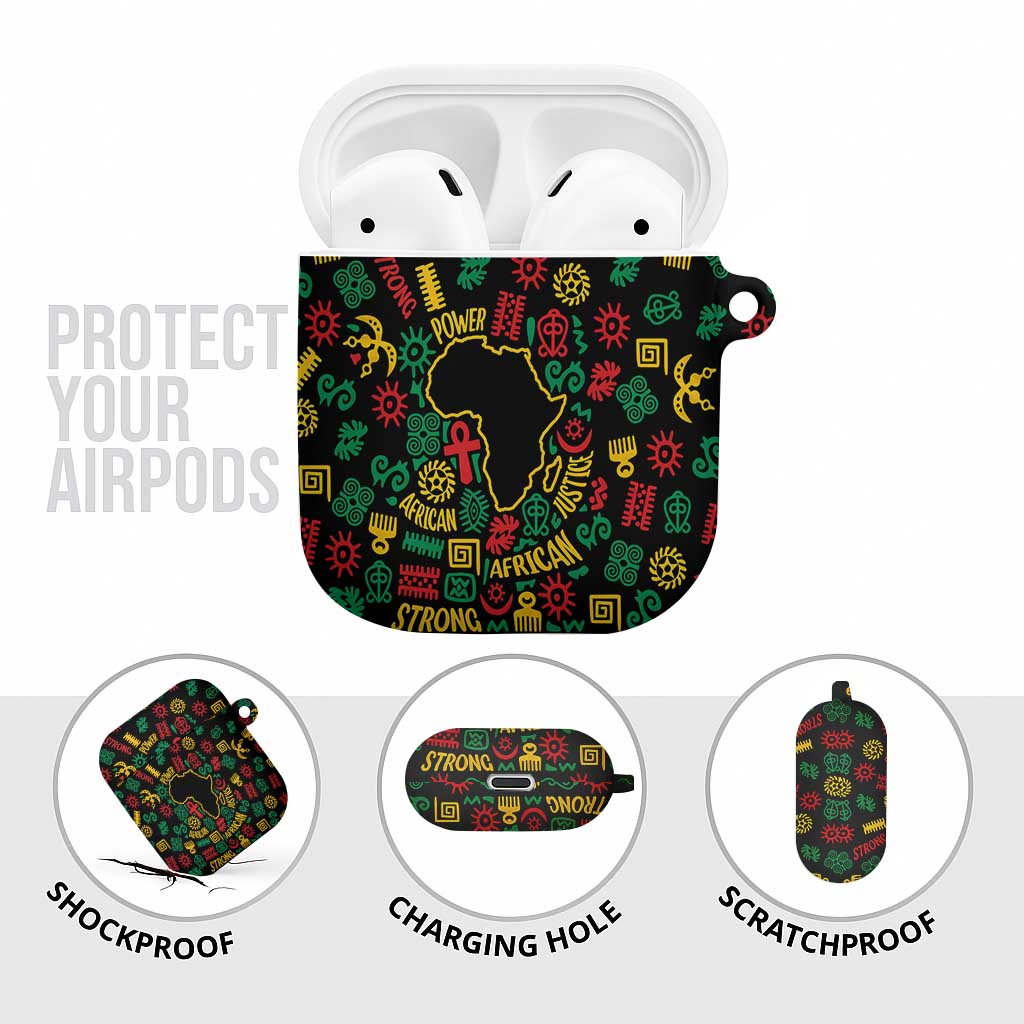 African Map Symbol AirPods Case with Red Yellow Green Tribal Symbols and Empowering Pattern - Wonder Print Shop