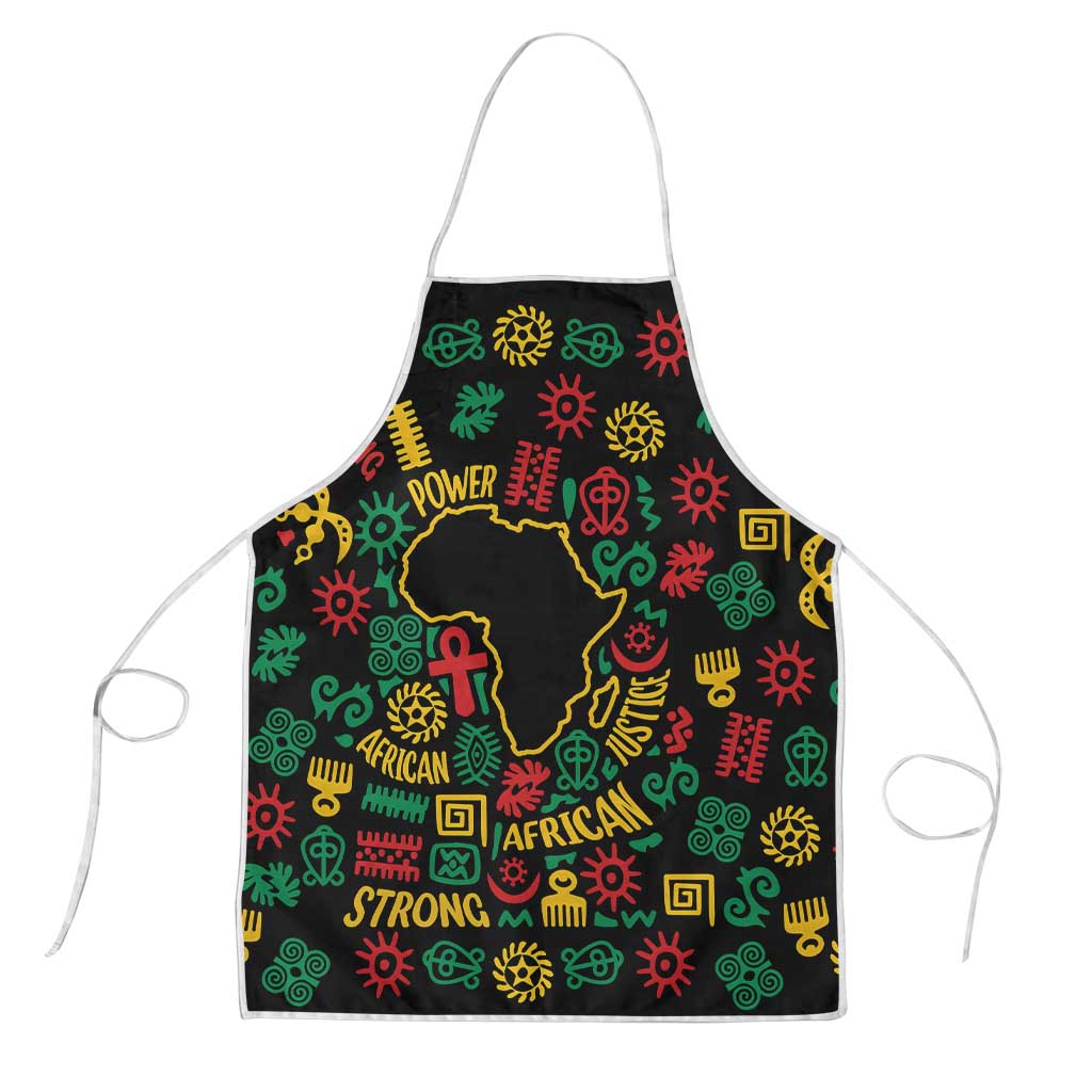 African Map Symbol Apron with Red Yellow Green Tribal Symbols and Empowering Pattern - Wonder Print Shop