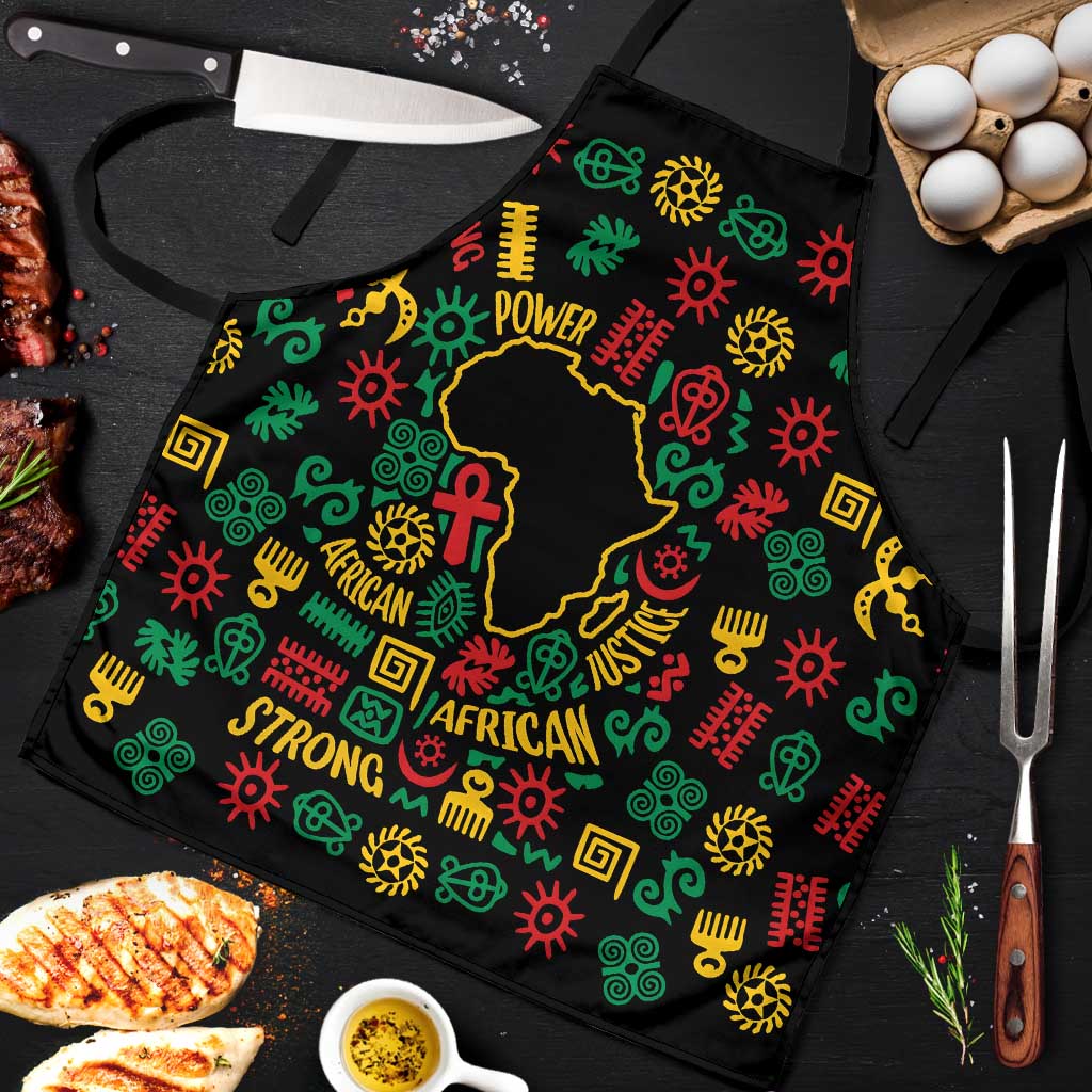 African Map Symbol Apron with Red Yellow Green Tribal Symbols and Empowering Pattern - Wonder Print Shop