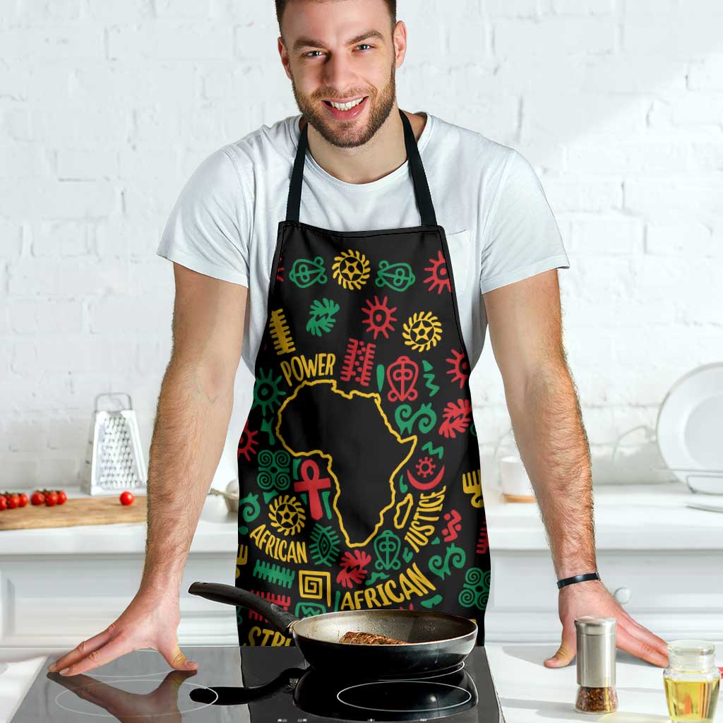 African Map Symbol Apron with Red Yellow Green Tribal Symbols and Empowering Pattern - Wonder Print Shop
