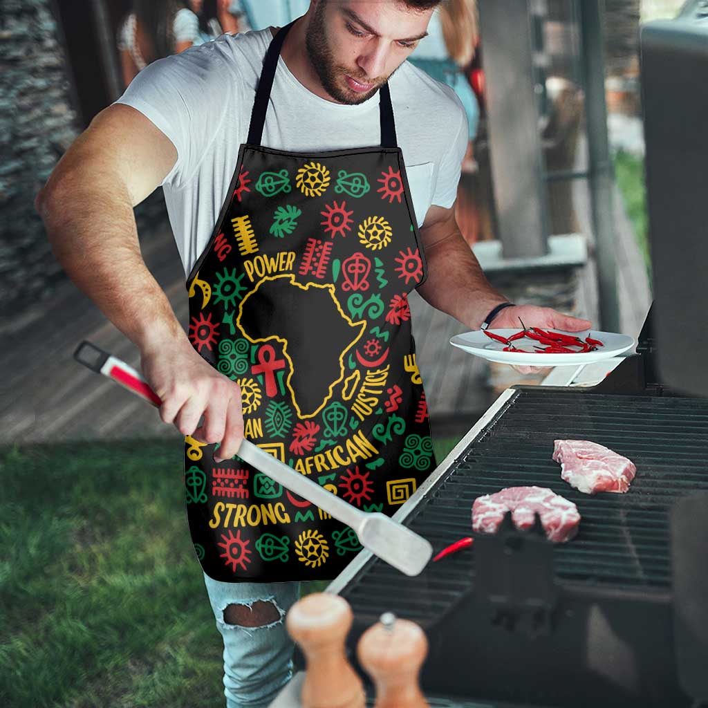 African Map Symbol Apron with Red Yellow Green Tribal Symbols and Empowering Pattern - Wonder Print Shop