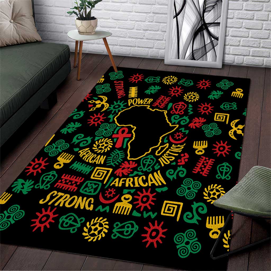 African Map Symbol Area Rug with Red Yellow Green Tribal Symbols and Empowering Pattern - Wonder Print Shop