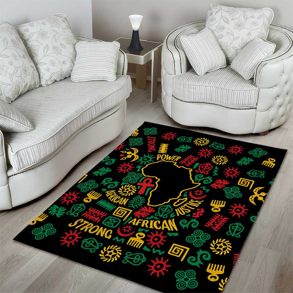 African Map Symbol Area Rug with Red Yellow Green Tribal Symbols and Empowering Pattern - Wonder Print Shop