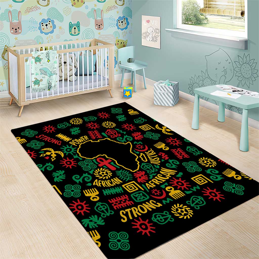 African Map Symbol Area Rug with Red Yellow Green Tribal Symbols and Empowering Pattern - Wonder Print Shop