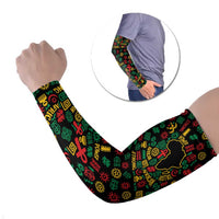 African Map Symbol Arm Sleeves with Red Yellow Green Tribal Symbols and Empowering Pattern - Wonder Print Shop