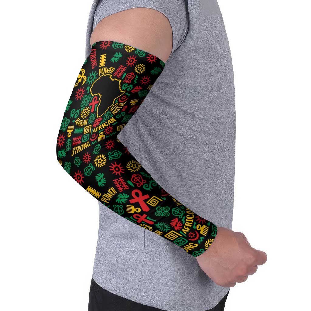 African Map Symbol Arm Sleeves with Red Yellow Green Tribal Symbols and Empowering Pattern - Wonder Print Shop