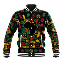 African Map Symbol Baseball Jacket with Red Yellow Green Tribal Symbols and Empowering Pattern - Wonder Print Shop