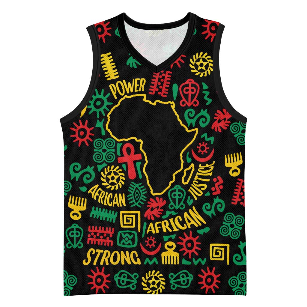 African Map Symbol Basketball Jersey with Red Yellow Green Tribal Symbols and Empowering Pattern - Wonder Print Shop