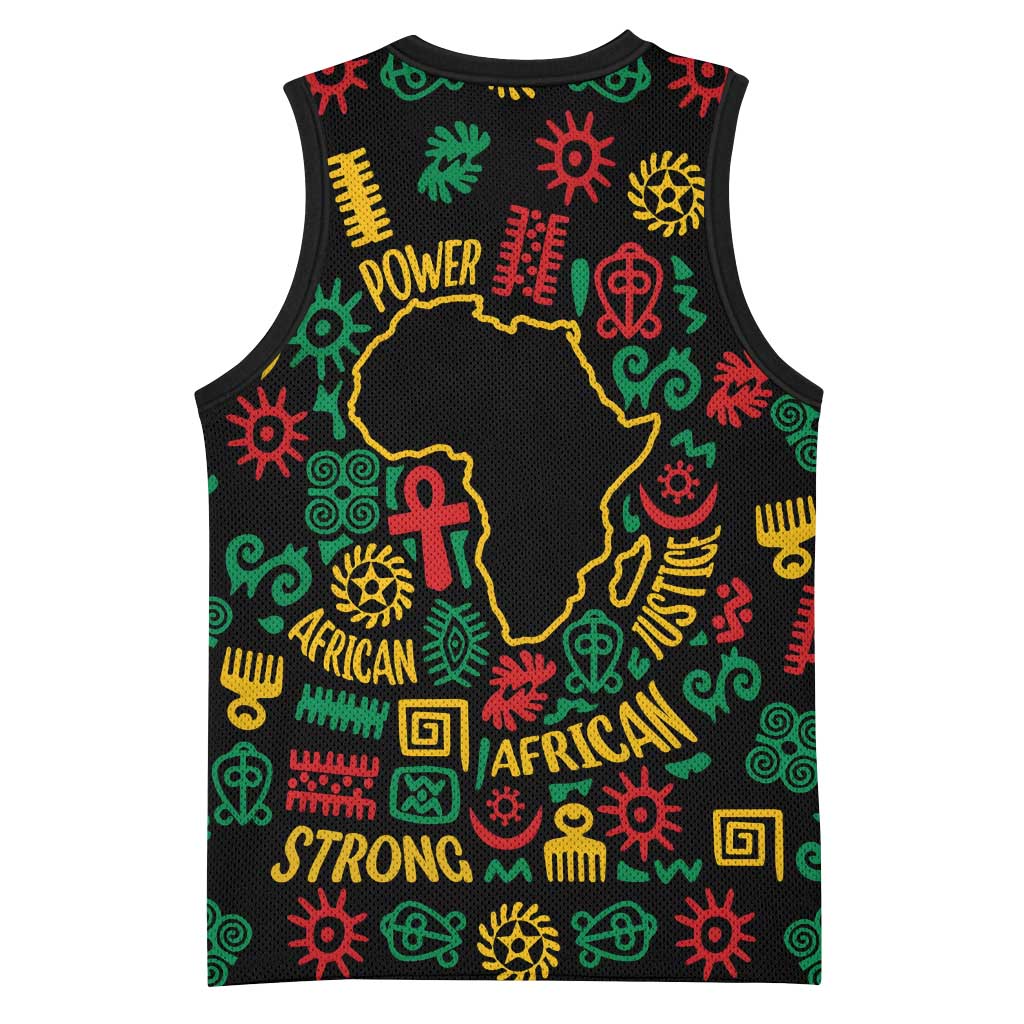 African Map Symbol Basketball Jersey with Red Yellow Green Tribal Symbols and Empowering Pattern - Wonder Print Shop