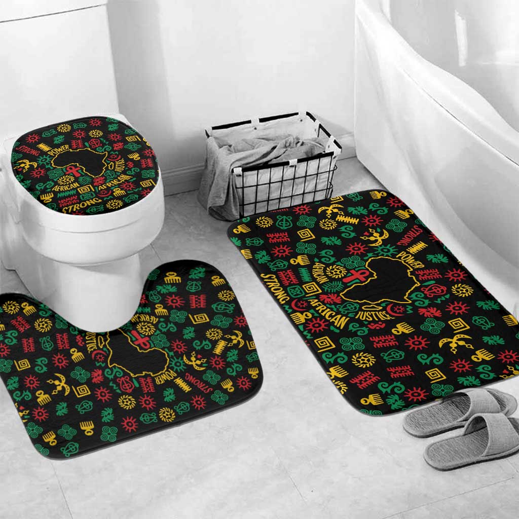 African Map Symbol Bathroom Set with Red Yellow Green Tribal Symbols and Empowering Pattern - Wonder Print Shop