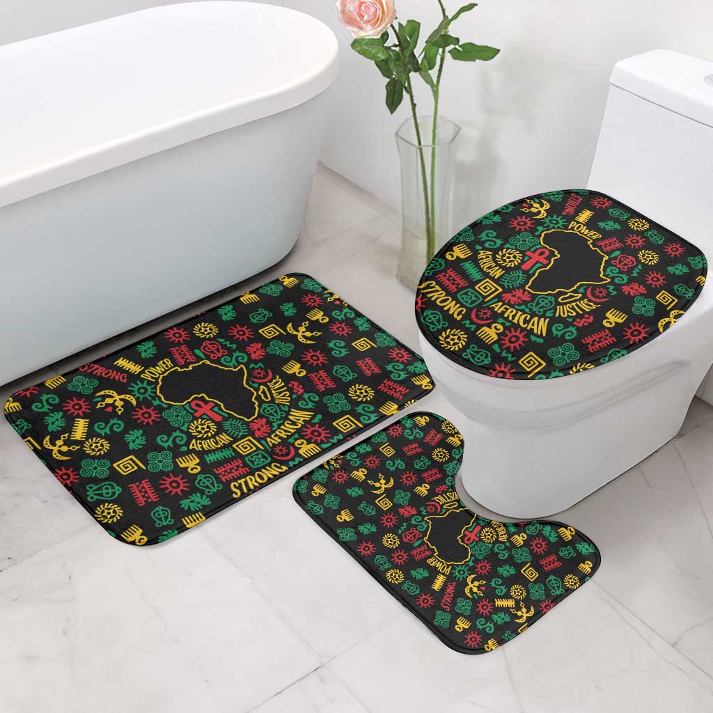 African Map Symbol Bathroom Set with Red Yellow Green Tribal Symbols and Empowering Pattern - Wonder Print Shop