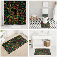 African Map Symbol Bathroom Set with Red Yellow Green Tribal Symbols and Empowering Pattern - Wonder Print Shop