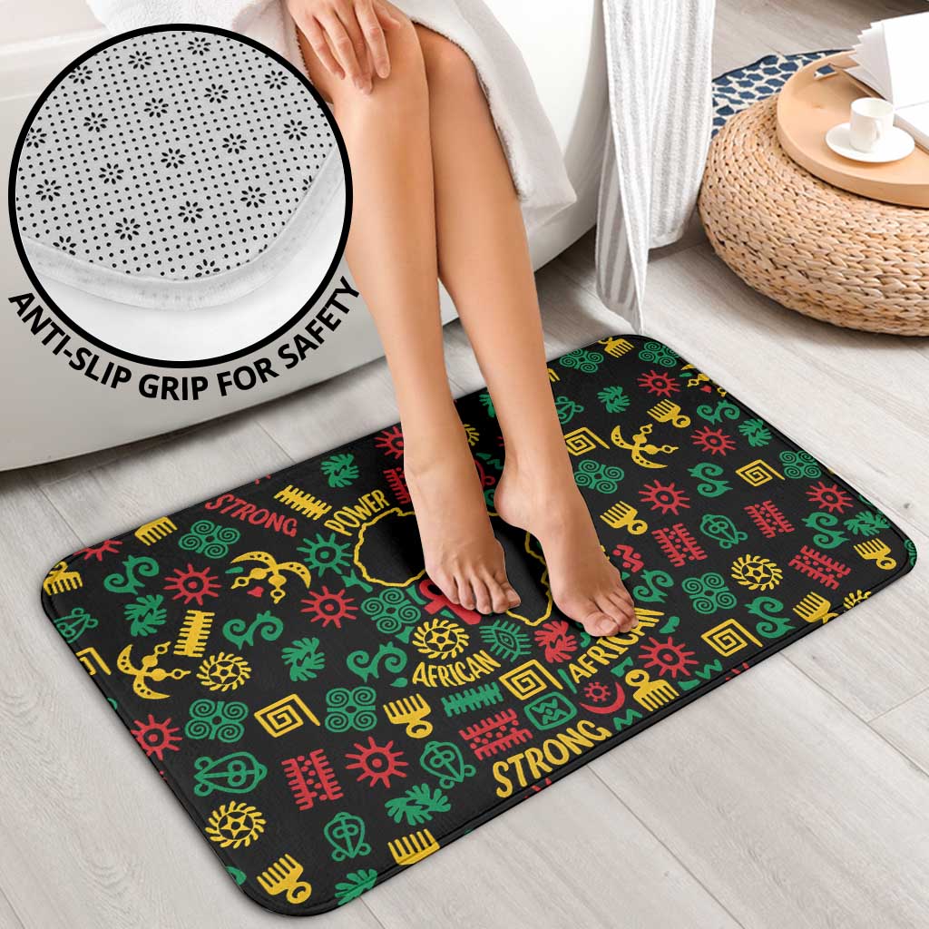 African Map Symbol Bathroom Set with Red Yellow Green Tribal Symbols and Empowering Pattern - Wonder Print Shop