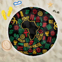 African Map Symbol Beach Blanket with Red Yellow Green Tribal Symbols and Empowering Pattern - Wonder Print Shop