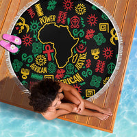 African Map Symbol Beach Blanket with Red Yellow Green Tribal Symbols and Empowering Pattern - Wonder Print Shop