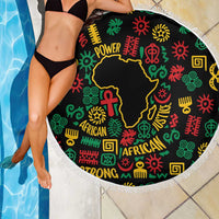 African Map Symbol Beach Blanket with Red Yellow Green Tribal Symbols and Empowering Pattern - Wonder Print Shop