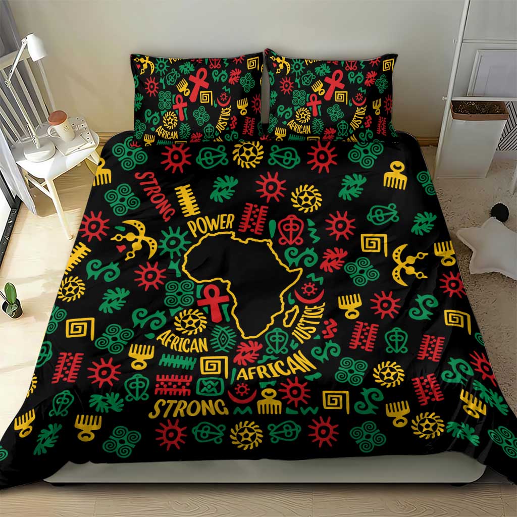 African Map Symbol Bedding Set with Red Yellow Green Tribal Symbols and Empowering Pattern - Wonder Print Shop