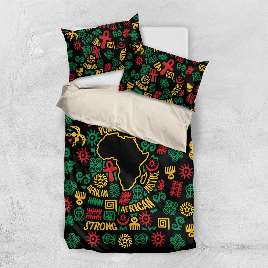 African Map Symbol Bedding Set with Red Yellow Green Tribal Symbols and Empowering Pattern - Wonder Print Shop