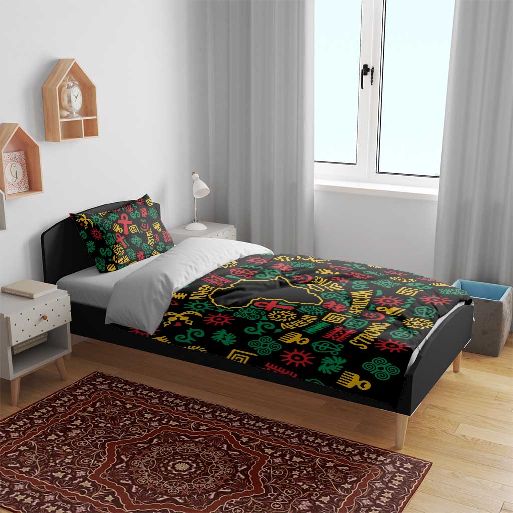 African Map Symbol Bedding Set with Red Yellow Green Tribal Symbols and Empowering Pattern - Wonder Print Shop