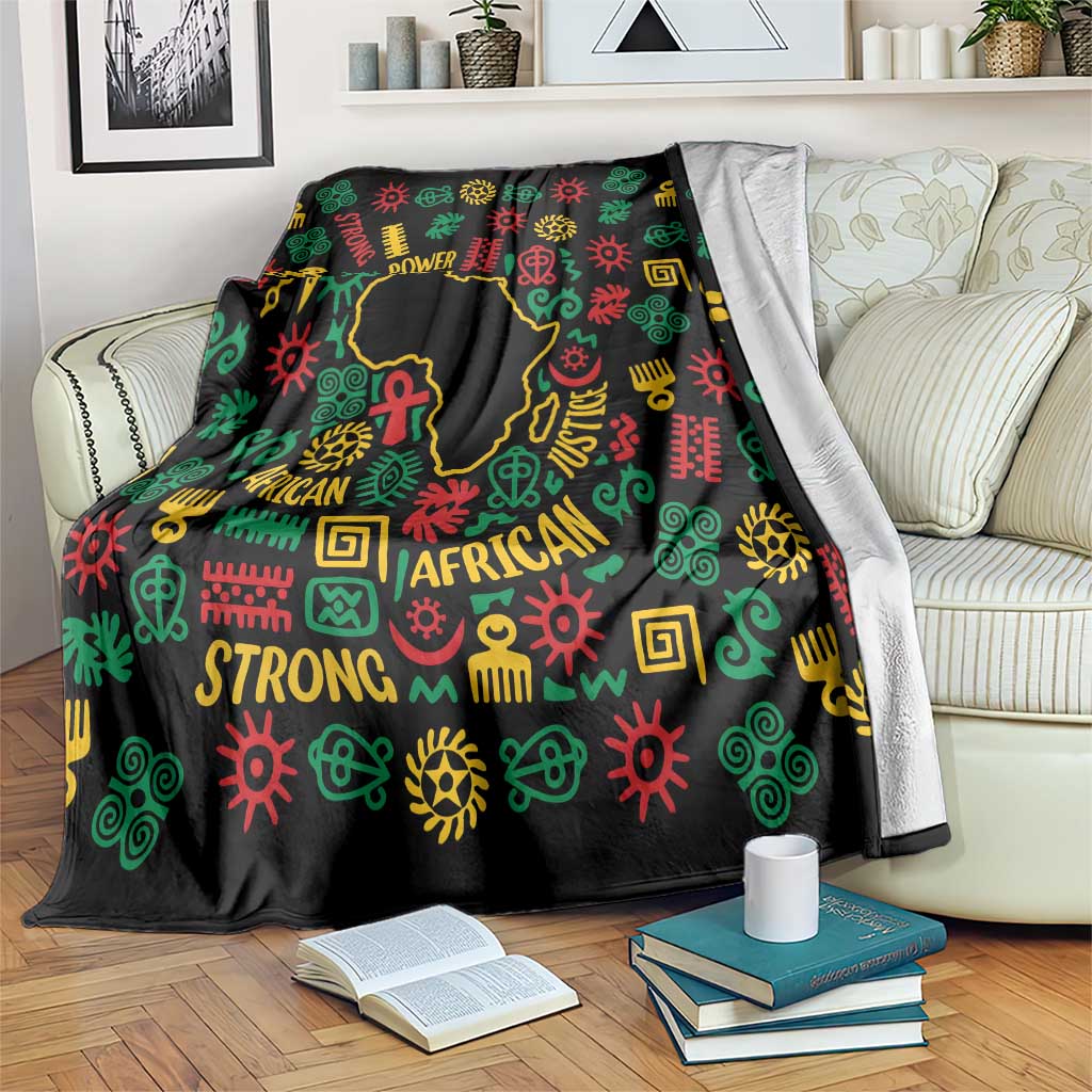 African Map Symbol Blanket with Red Yellow Green Tribal Symbols and Empowering Pattern - Wonder Print Shop