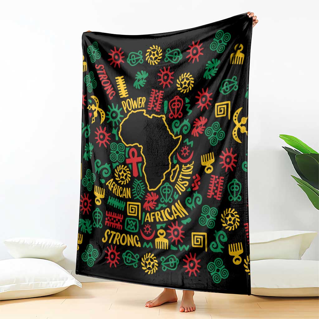 African Map Symbol Blanket with Red Yellow Green Tribal Symbols and Empowering Pattern - Wonder Print Shop