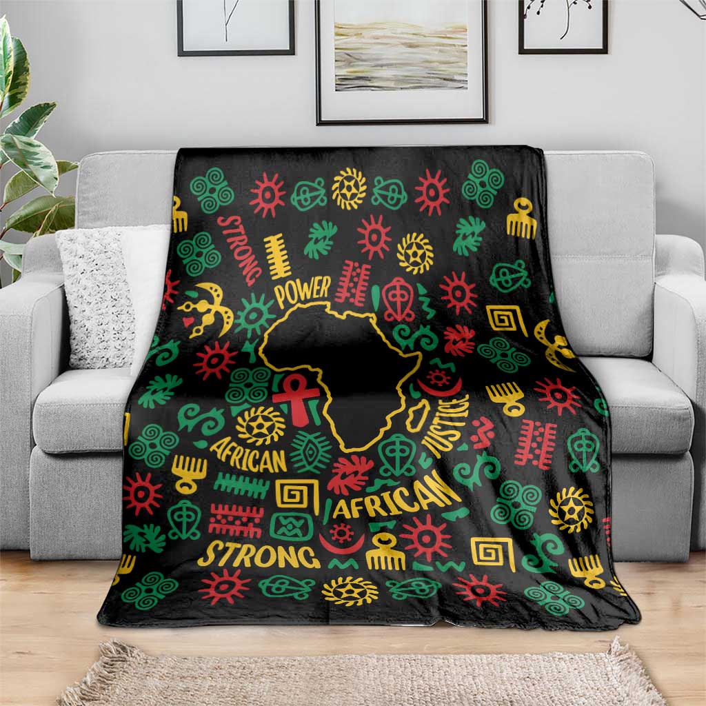 African Map Symbol Blanket with Red Yellow Green Tribal Symbols and Empowering Pattern - Wonder Print Shop