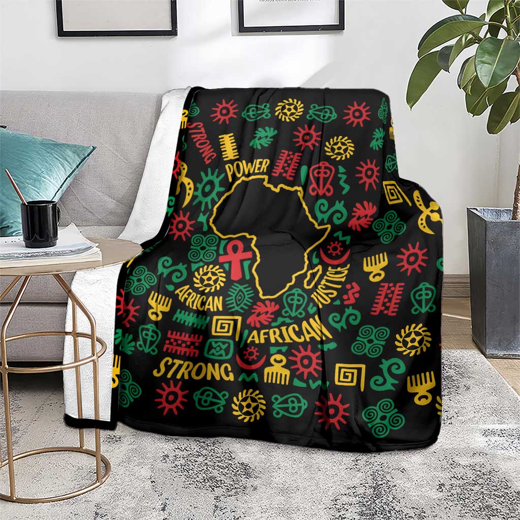 African Map Symbol Blanket with Red Yellow Green Tribal Symbols and Empowering Pattern - Wonder Print Shop