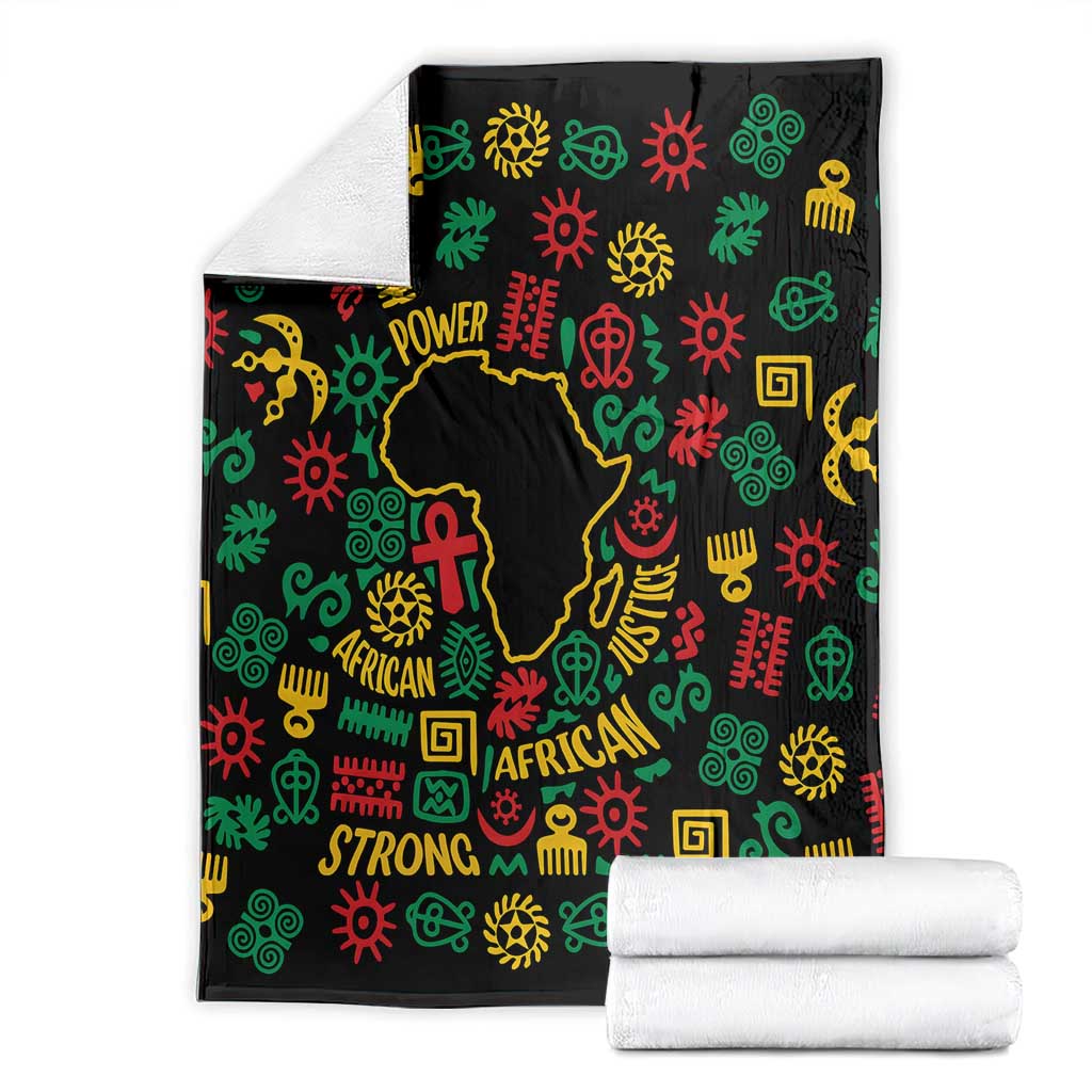 African Map Symbol Blanket with Red Yellow Green Tribal Symbols and Empowering Pattern - Wonder Print Shop