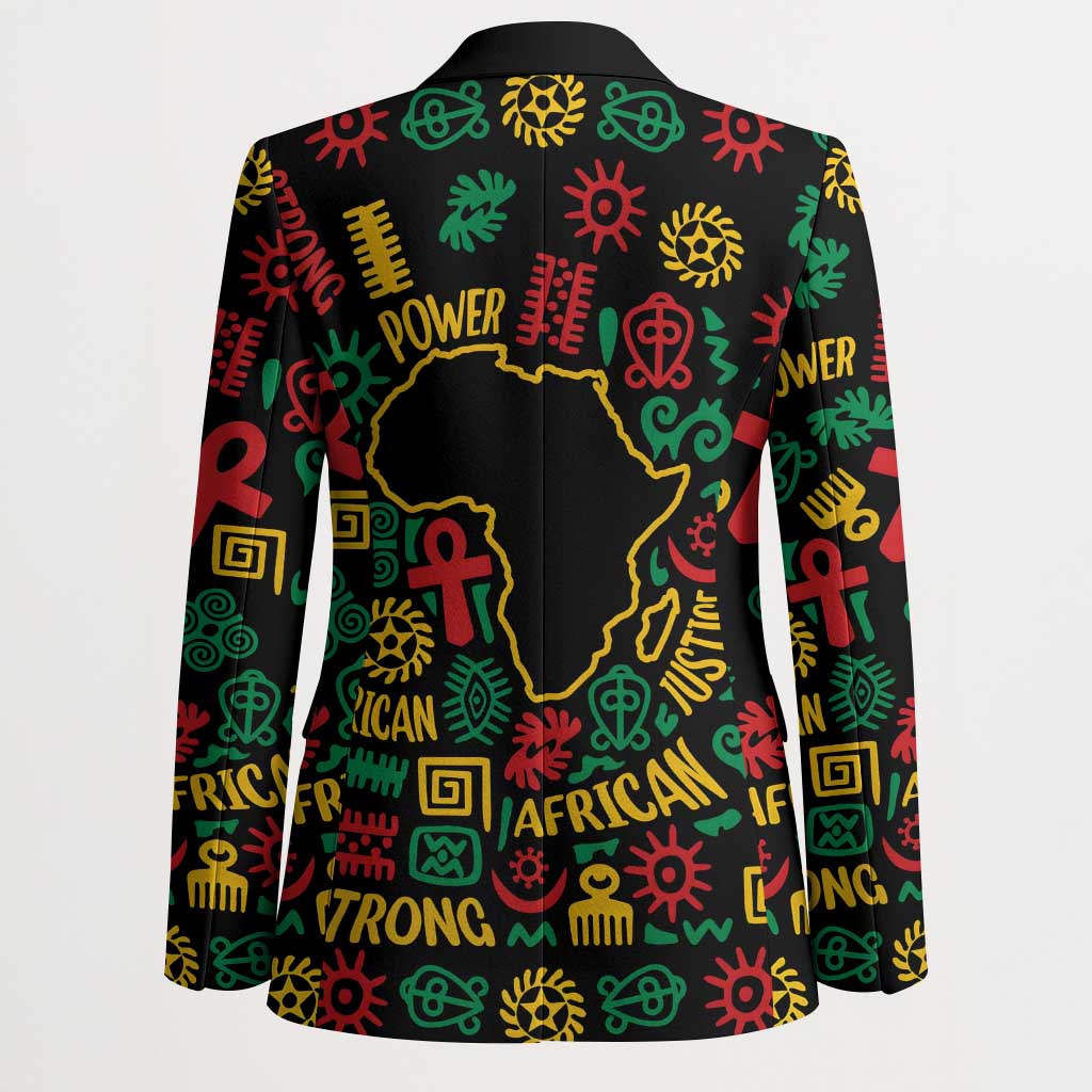 African Map Symbol Blazer with Red Yellow Green Tribal Symbols and Empowering Pattern - Wonder Print Shop
