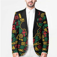 African Map Symbol Blazer with Red Yellow Green Tribal Symbols and Empowering Pattern - Wonder Print Shop