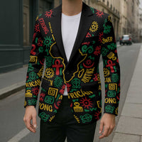 African Map Symbol Blazer with Red Yellow Green Tribal Symbols and Empowering Pattern - Wonder Print Shop