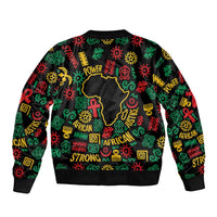 African Map Symbol Bomber Jacket with Red Yellow Green Tribal Symbols and Empowering Pattern - Wonder Print Shop