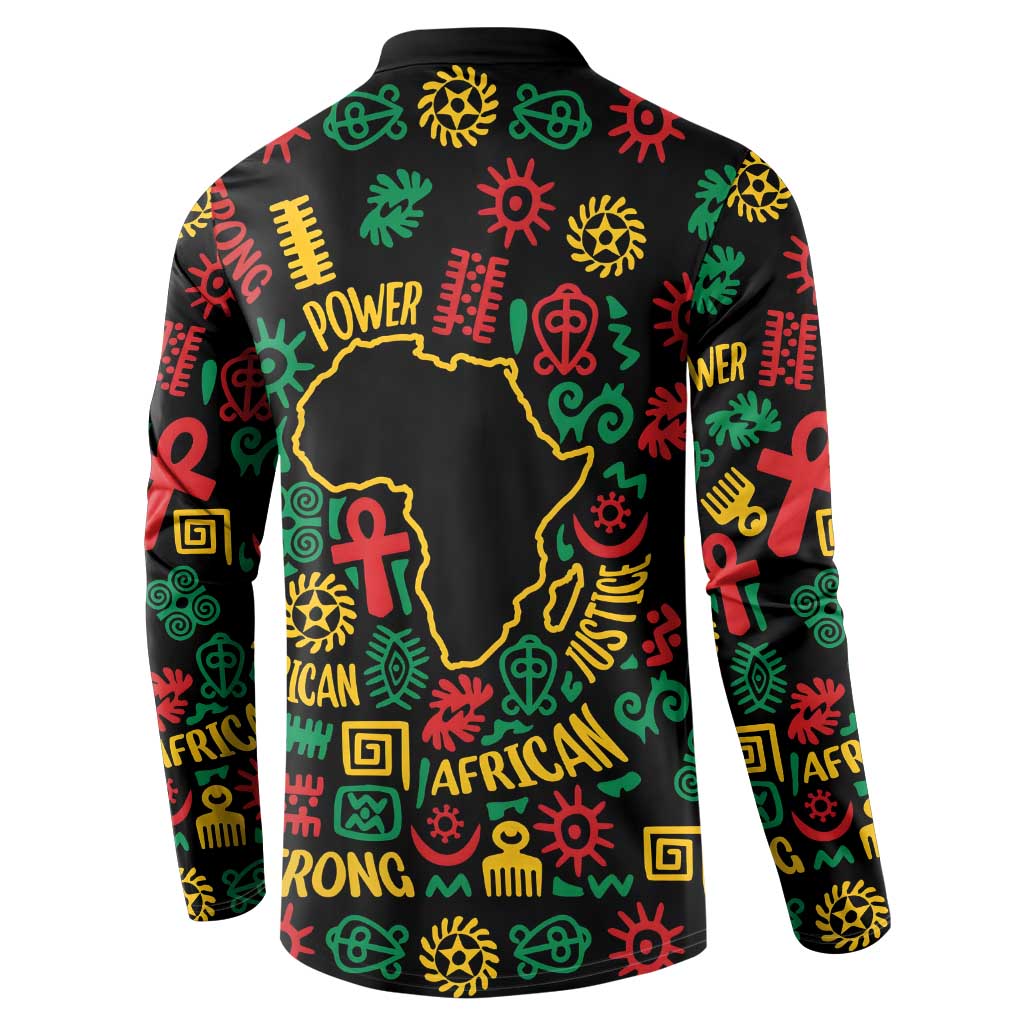 African Map Symbol Button Sweatshirt with Red Yellow Green Tribal Symbols and Empowering Pattern - Wonder Print Shop