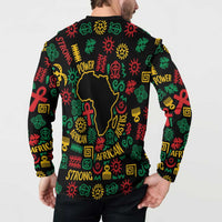 African Map Symbol Button Sweatshirt with Red Yellow Green Tribal Symbols and Empowering Pattern - Wonder Print Shop