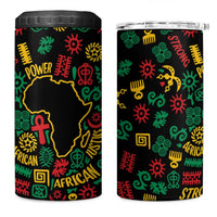 African Map Symbol 4 in 1 Can Cooler Tumbler with Red Yellow Green Tribal Symbols and Empowering Pattern - Wonder Print Shop