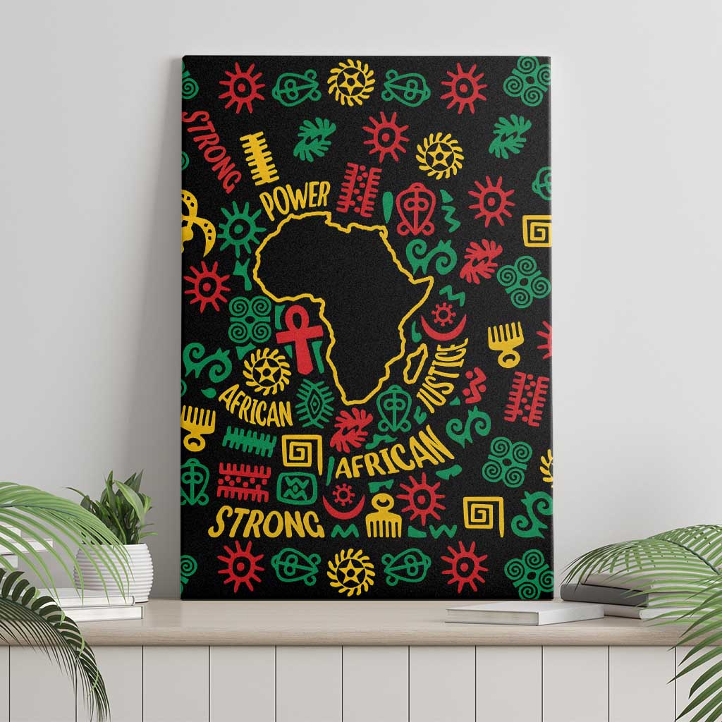 African Map Symbol Canvas Wall Art with Red Yellow Green Tribal Symbols and Empowering Pattern - Wonder Print Shop