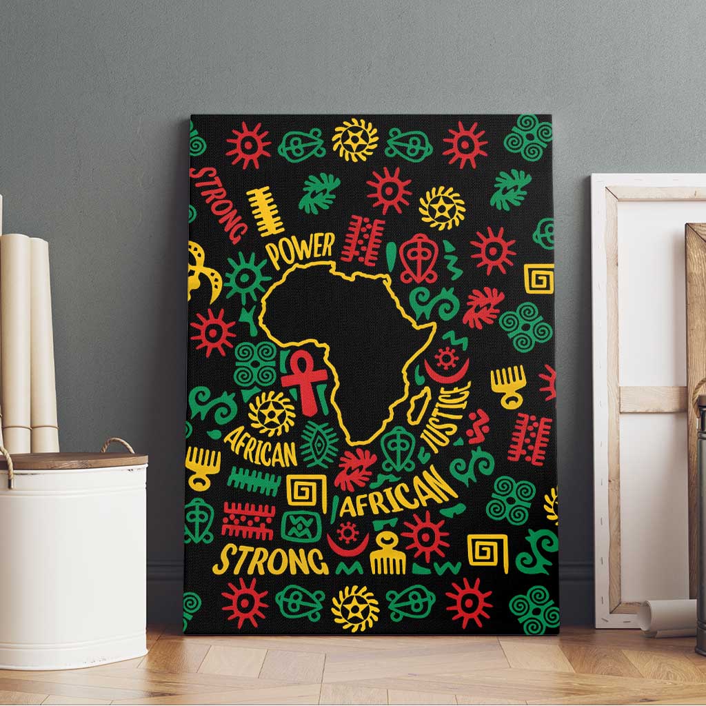 African Map Symbol Canvas Wall Art with Red Yellow Green Tribal Symbols and Empowering Pattern - Wonder Print Shop