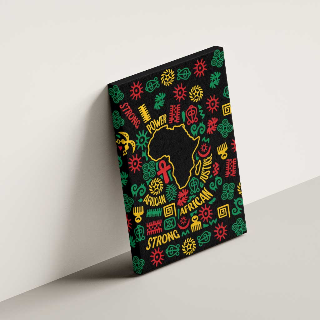 African Map Symbol Canvas Wall Art with Red Yellow Green Tribal Symbols and Empowering Pattern - Wonder Print Shop